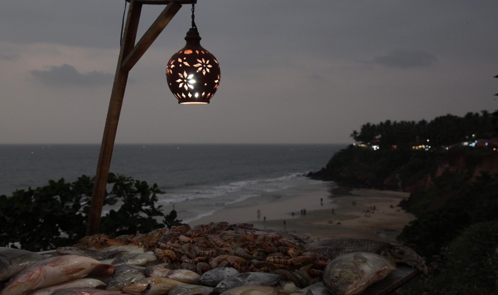 Fish is on the evening menu at most of the restaurants in Varkala